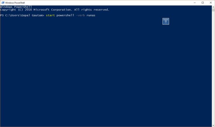 2. Start powershell in elevated mode